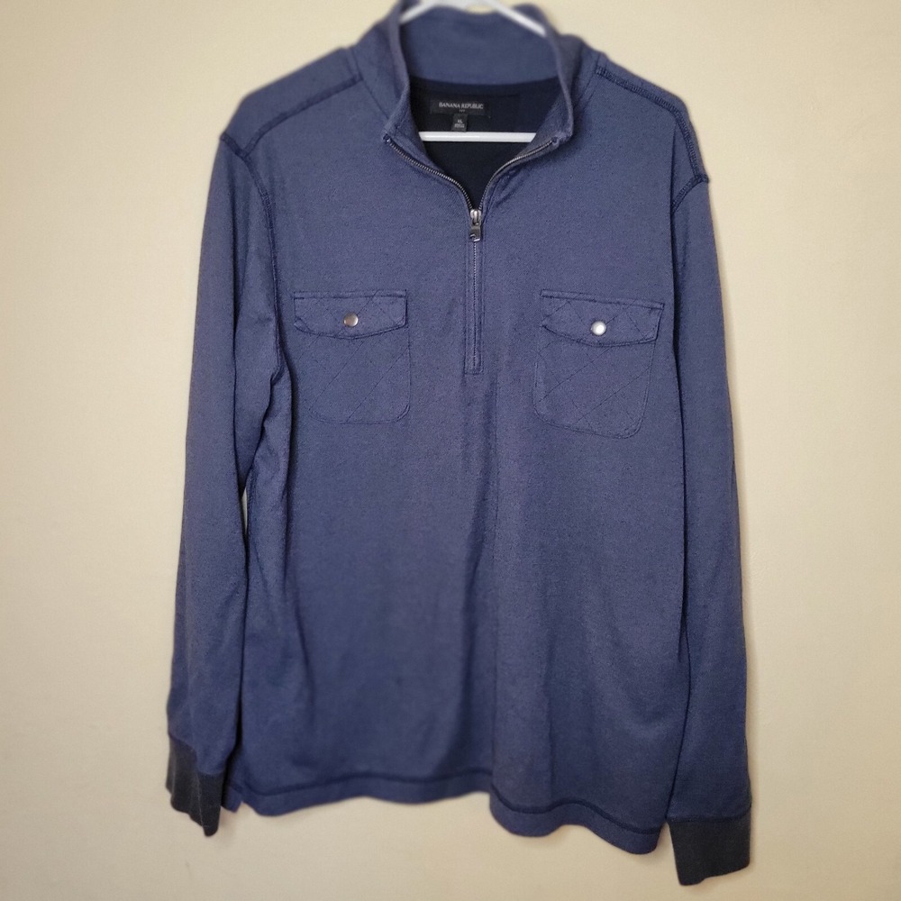 Banana Republic Sweater Mens XL Blue Pullover Cotton Casual Long Sleeve